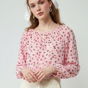 Cato Blouse Pink Coquette Dainty Sheer L